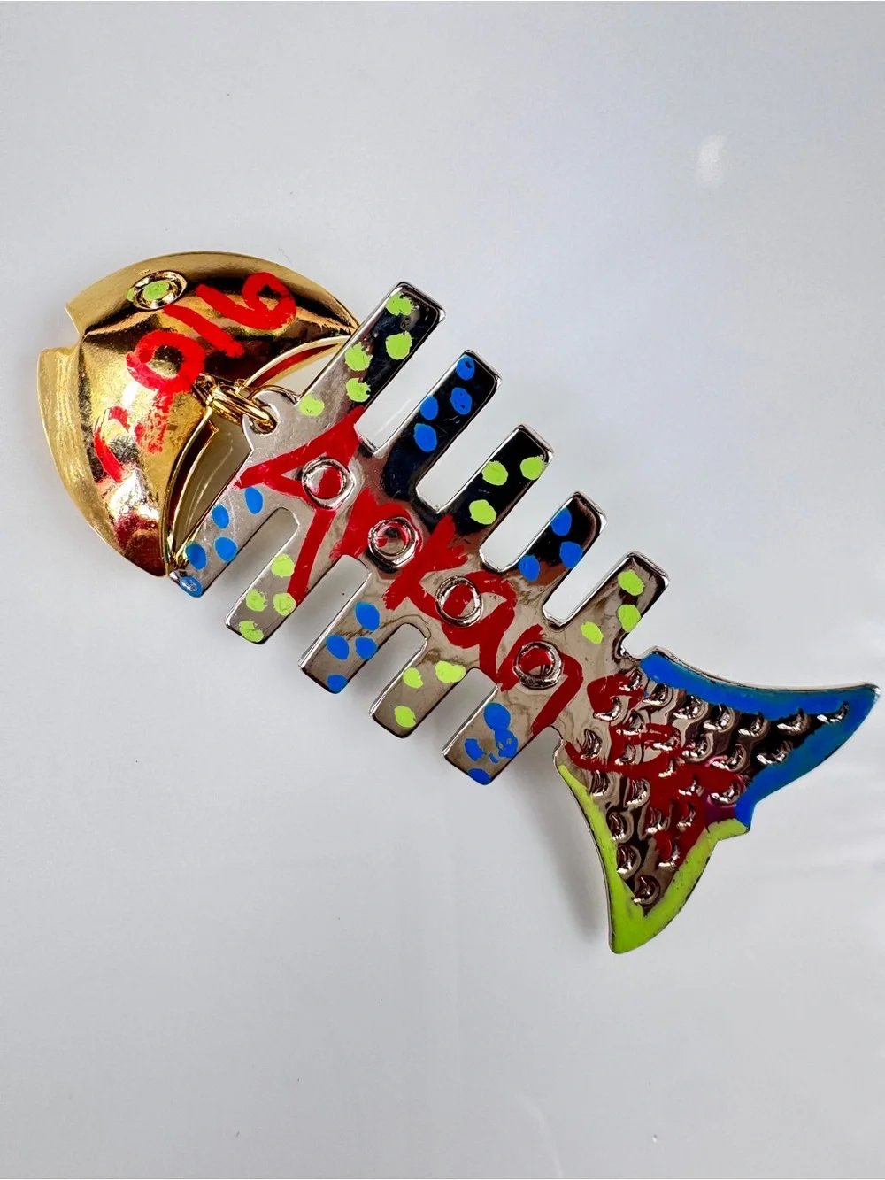 “ ARKANSAS “Colorful Fishbone Enamel Pin - Neon Green, Blue, Red